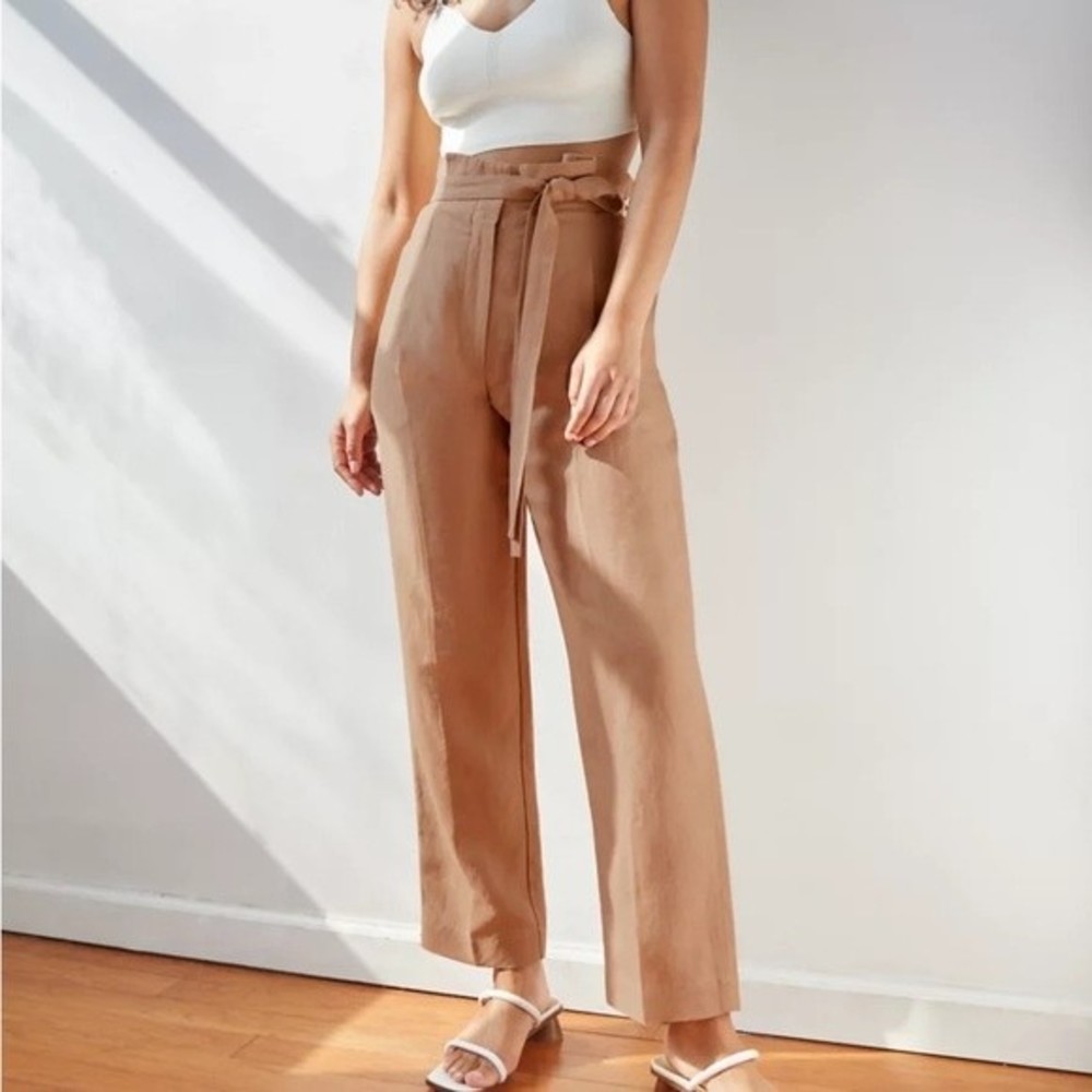 Wilfred Aritzia Proposal Linen Paperbag High Waist Trouser Pants Size 2